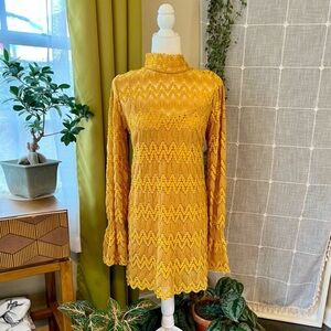 Free People Mustard Boho Dress Sz Medium
